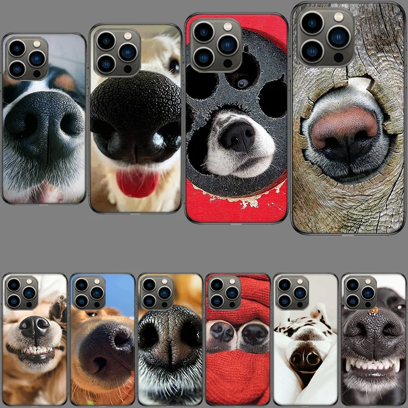 

Чехол для телефона с милым собачьим носом для iPhone 16E, 15 Pro, 14 Plus, 17E, 16, 17 Pro Max, Air, 11, 12, 13 Mini, противоударный, милый дизайн