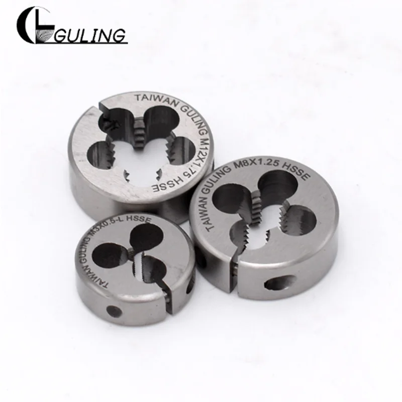 GULING 1PCS AR-D Round Die Tap Threading Fine thread Right Hand Thread HSSE Die Tool M1.8~M20 X0.2/0.25/0.35/0.5/0.75/1/1.25/1.5