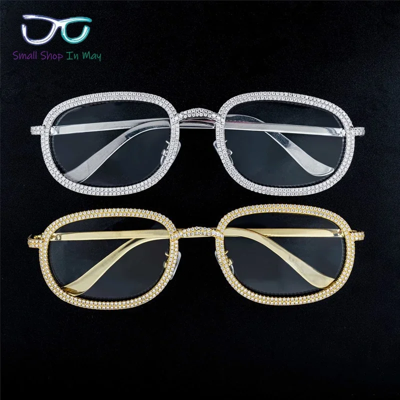 Personalized Metal Handmade Inset 5A Zircon Ins Men and Women Luxury Exquisite Full Diamond Modern Fashion Glasses Frame