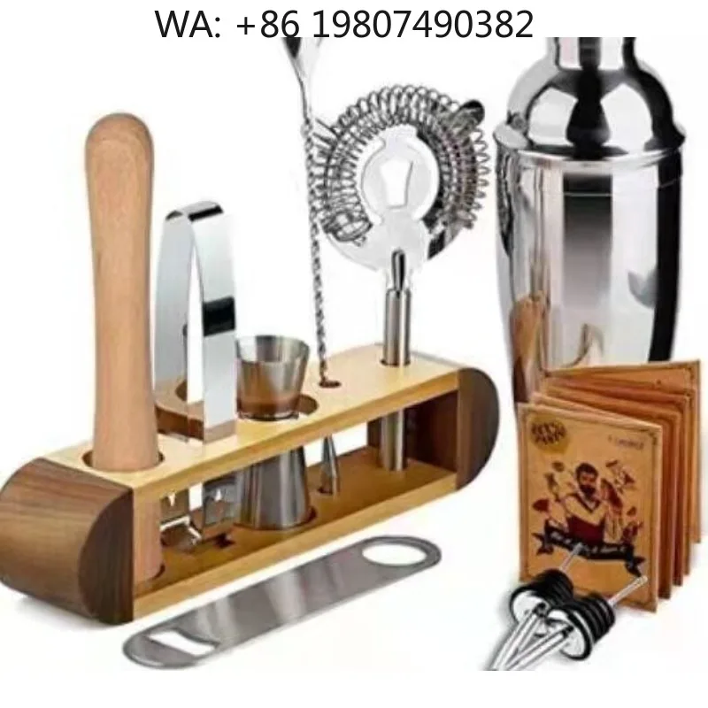 Eco-Friendly Stylish Home Bar Tool Set, 11Pcs 750ml Stainless Steel Boston Cocktail Shaker All Essential Mixology Supplies
