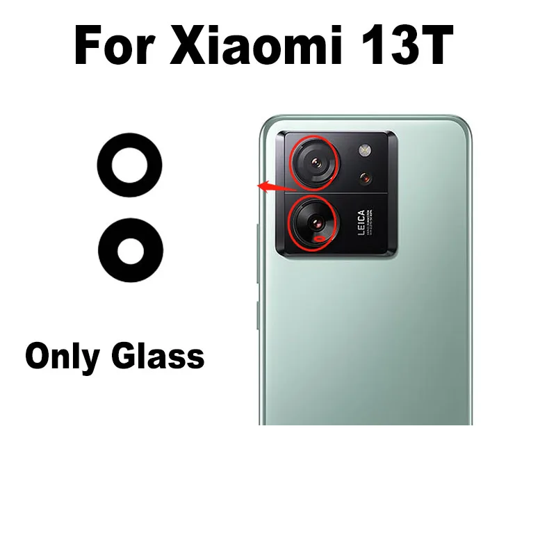 New For Xiaomi 13T / 13T Pro 5G Back Camera Glass Rear Lens Cover With Frame Cover Glue Sticker Adhesive Replacment MI