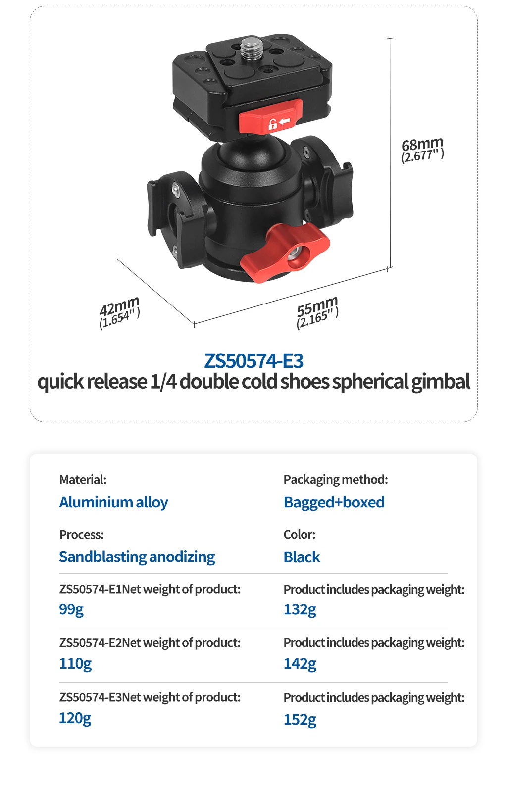 DSLR-Kamera-Stativ-Kugelkopf mit 1/4-Zoll-Gewinde, Cold-Shoe-Halterung, V-Port, Schnellwechselplatte für Fill-Light und Mikrofonständer, max. Belastung 12 kg – Detail 12