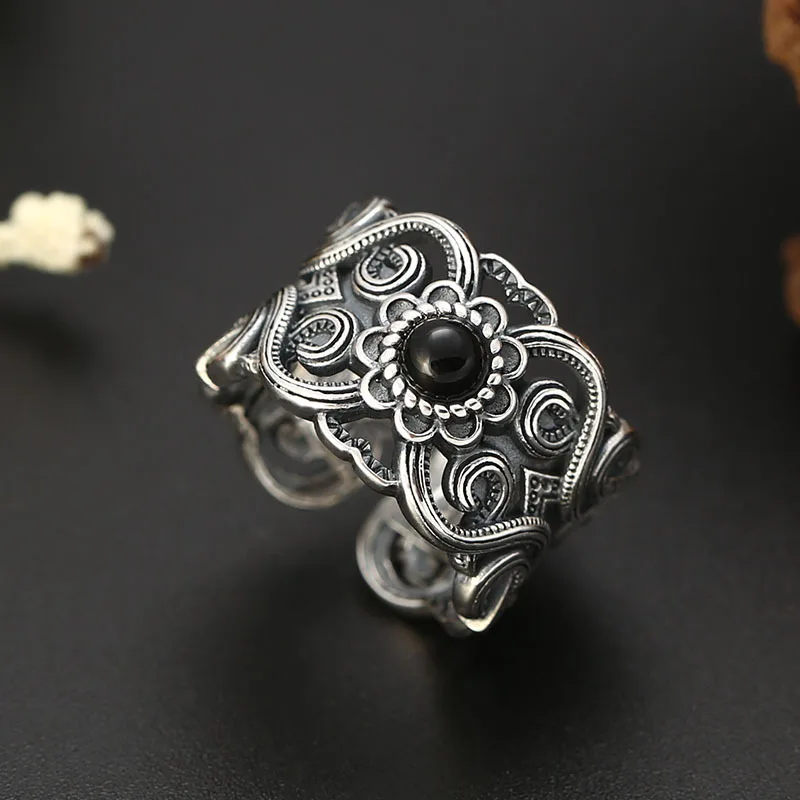 BOCAI New S925 Silver Jewelry Popular Ring For Men Classic Retro Hollow Out Rattan Pattern Fashionable Holiday Gifts