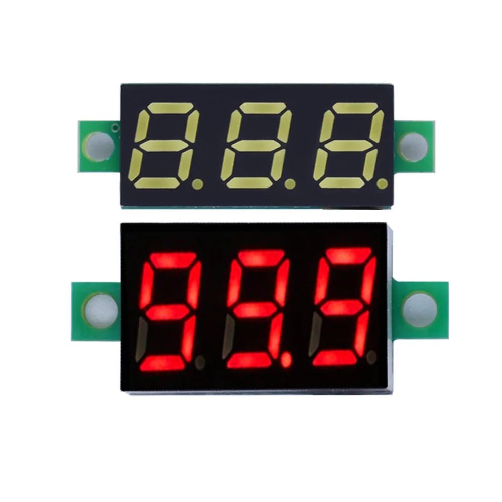 Czerwony zielony niebieski DC 0V-100V trzy linie 3 cyfrowy miernik napięcia wyświetlacz led kolor 0.36 Cal 0.36 \