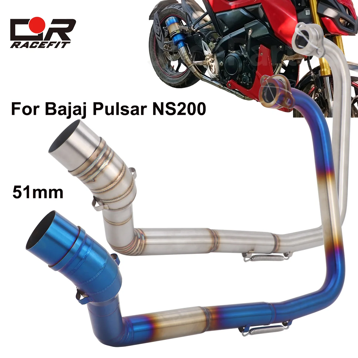 Motorcycle Exhaust Header Pipe 51mm Escape For Bajaj Pulsar NS200 Stainless Steel Link Pipe for Dominar 400 NS160 2015‑2024