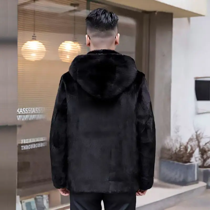 Casaco de pele de vison natural masculino parka de inverno jaqueta de pele de vison real grosso quente com capuz outerwear