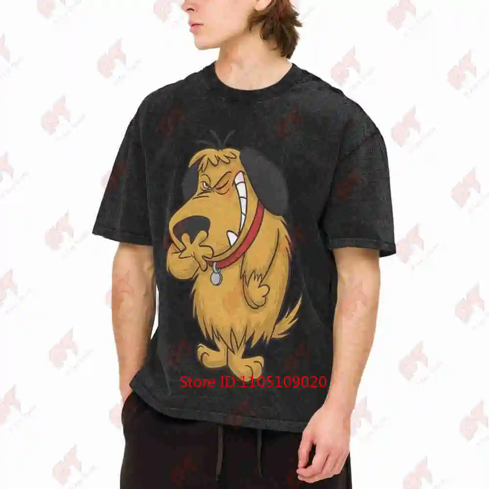 Funny Dog Cartoon Laughing Pet Lover Vintage Washed Tee Pure Cotton T-Shirt