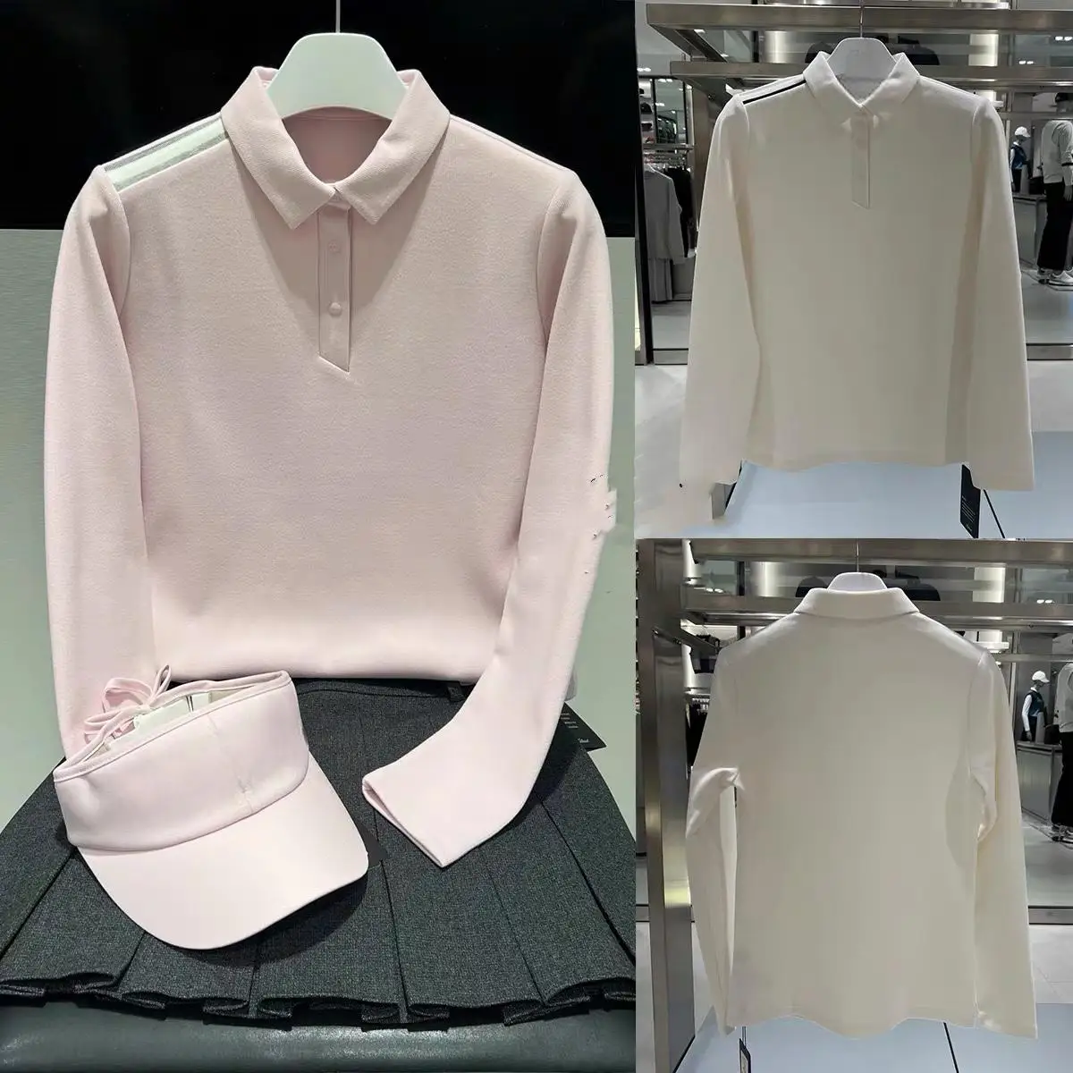 2026 Female Thick Cashmere Fleece Golf Blouse Brushed Warm Slim Long Sleeve Golf Wear