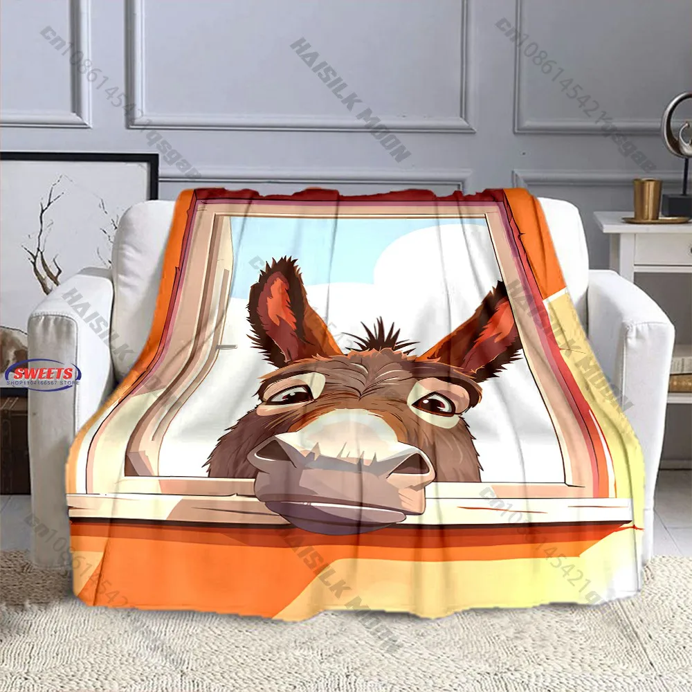 Colorful Donkey Print Cozy Blanket kid's and adults' living room bedroom sofa decor, Exquisite gift