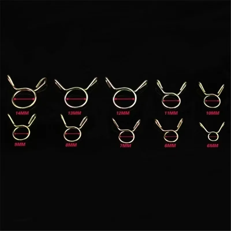 10/20/50 個ガソリンホーススプリングクランプ 5 〜 14 ミリメートル亜鉛メッキパイプクリップ燃料ラインガソリンパイプ燃料ホースクランプオートバイボート用