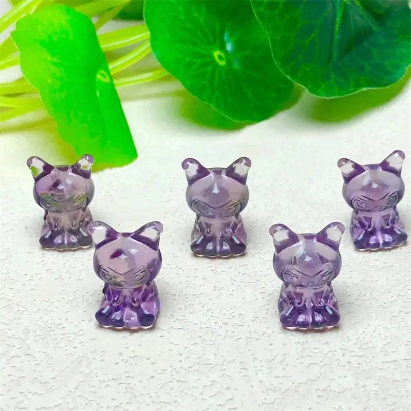 

5pcs Natural Amethyst Cartoon Carving Pendant Figurine Miniatures Crystals Stone Healing Reiki Home Room Decor Animal Gift 17mm