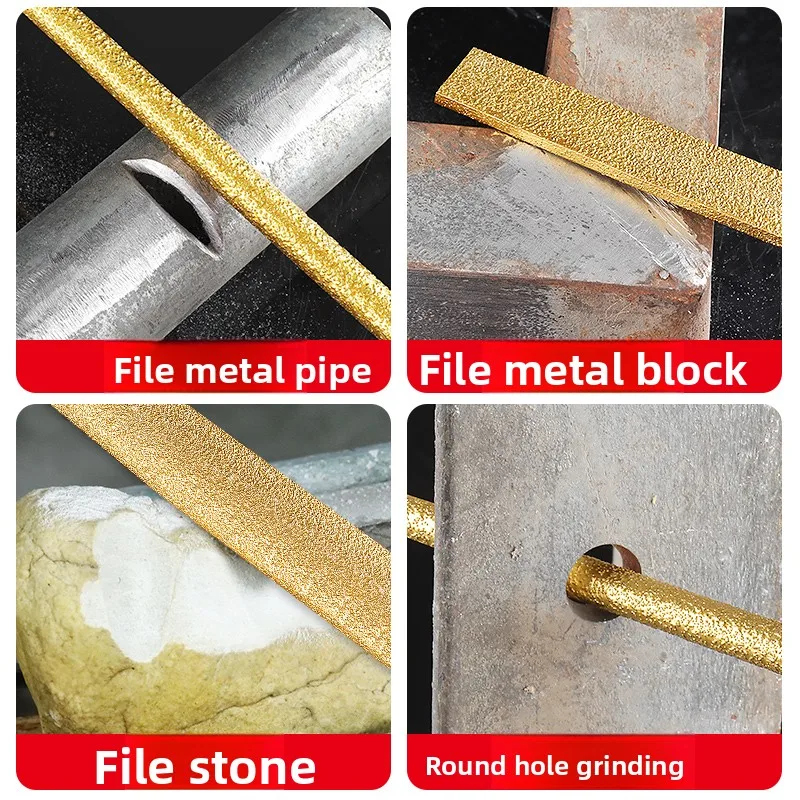솔더 다이아몬드 파일, 평면 반원형, 6인치, 10인치, 12인치, 옥 금속, 녹 제거, 석재 연마, 8인치