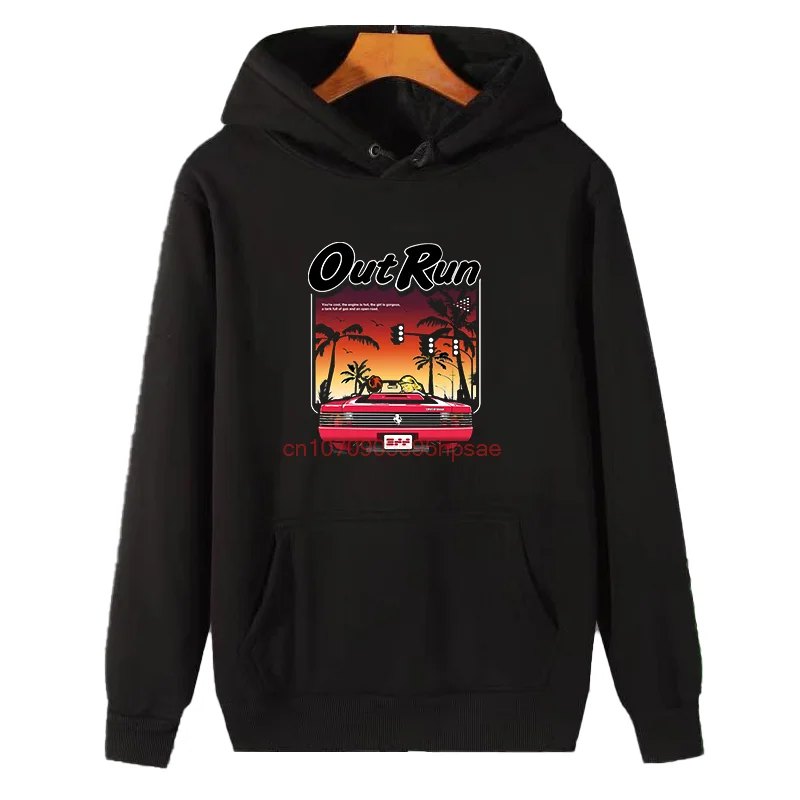 

Винтажные толстовки с капюшоном в стиле 90-х с графическим принтом Out Run, в стиле японских аркадных видеоигр, зимние пуловеры, толстые свитшоты с капюшоном