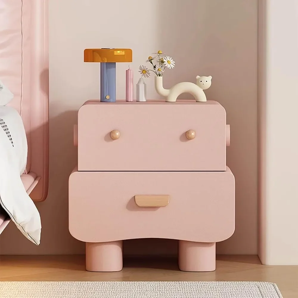 Children's bedside table, modern wooden creativity, with 2 drawers, bedside table, bedroom and daycare can rotate, bedside table