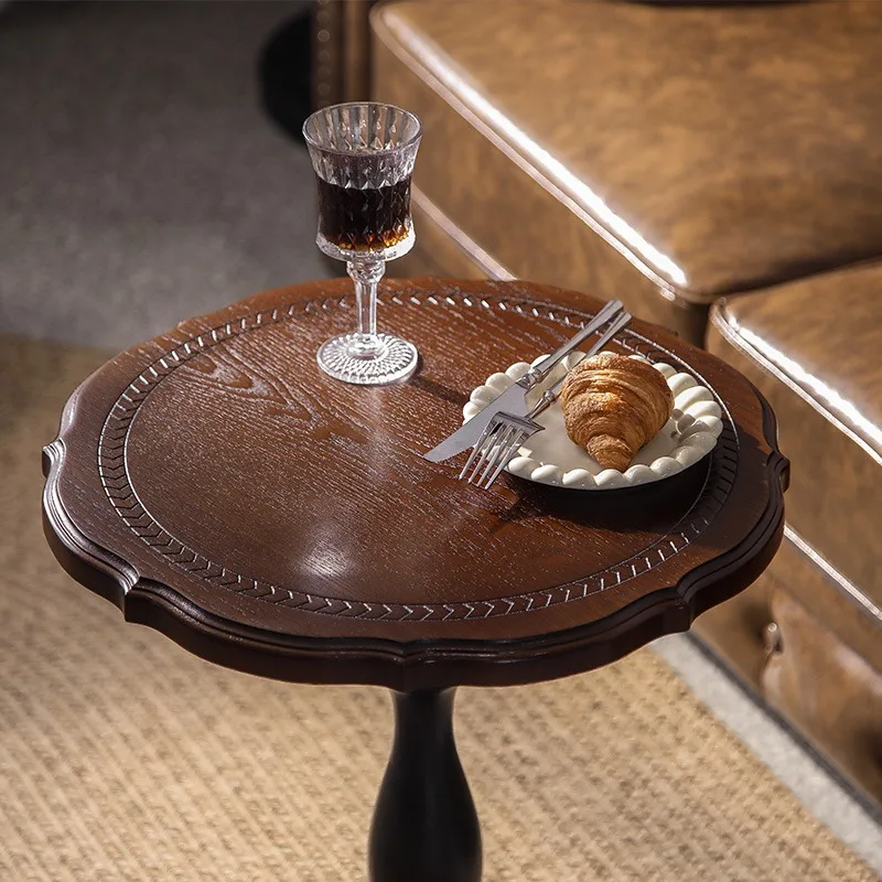 American retro sofa edge few solid wood furniture corner few living room French coffee table balcony casual small round table co