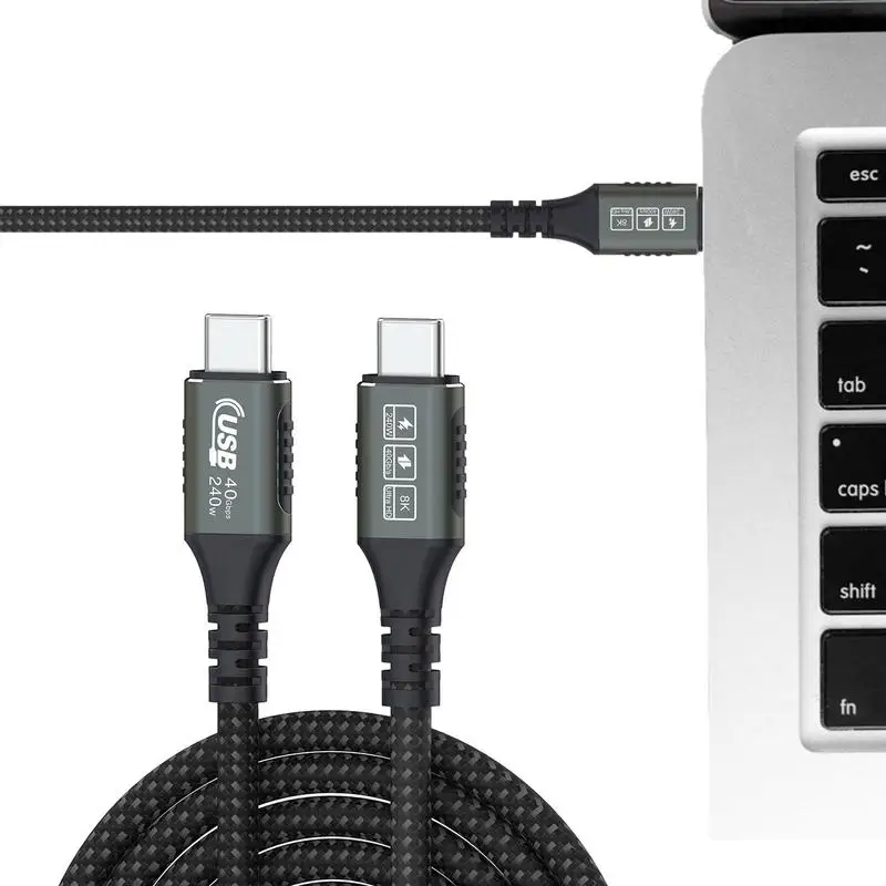 

USB4 Data Cable Projection Double-Headed Charger Cord Nylon Braided Connection Cable For Video Transfer Power Supply And