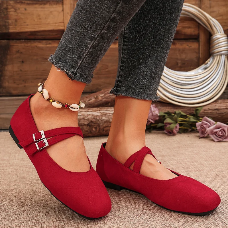 Ballet Flats Women Loafers Barefoot Floors Trend Comfortable Shoes Stylish Red Leisure Leopard Print Color Offer Plus Size 43