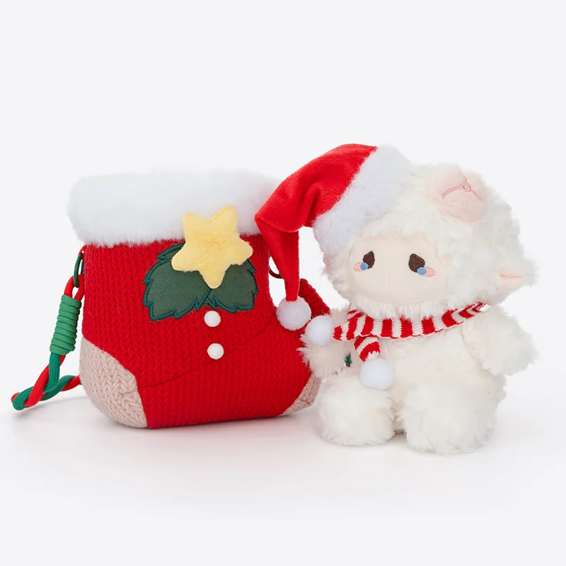 ZEIO 플러시 양 인형 크리스마스 양말 크로스바디 백 부드럽고 푹신한 축제용 숄더백 여자친구를 위한 크리스마스 선물