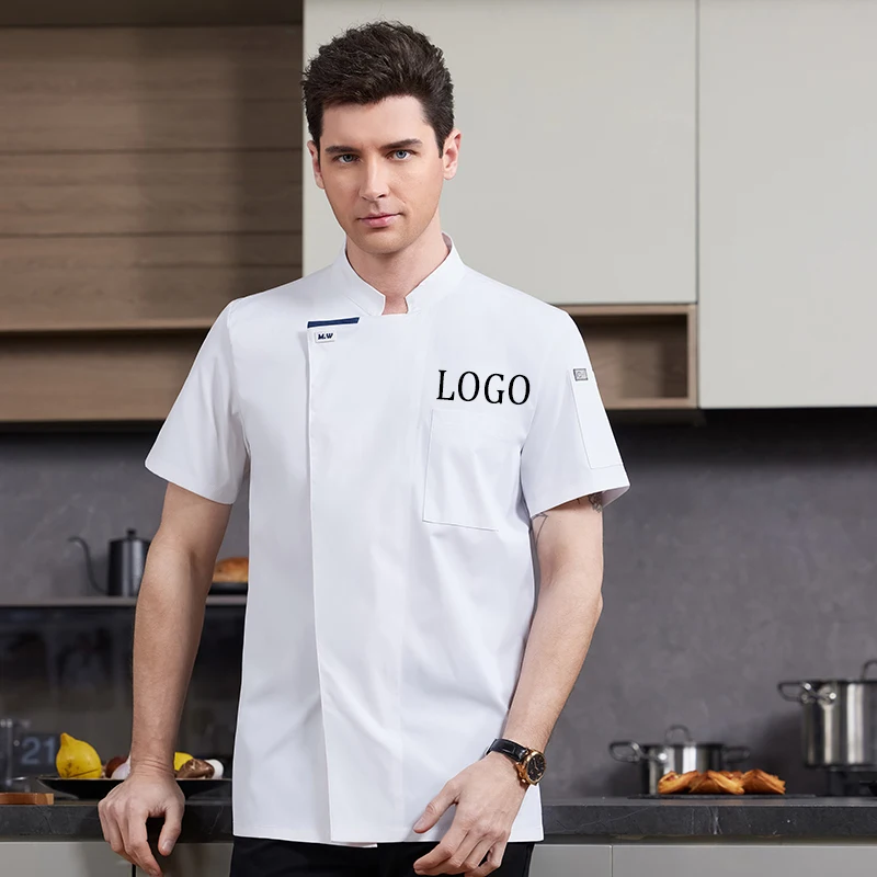 Customized Logo Unisex Chef Jacket Summer Kitchen Shirts Hotel Restaurant Kitchen Coat Bakery Catering Work Cooking Clothes