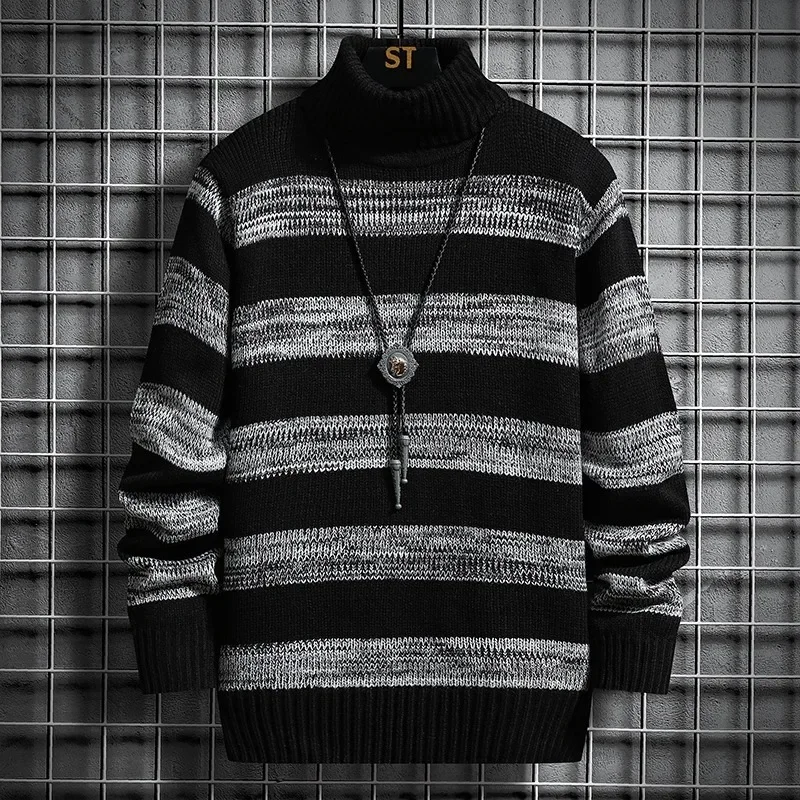 2024 Autumn and Winter New Sweater Round Neck Fashionable Warm Pullover for Men and Women Striped Sweaters