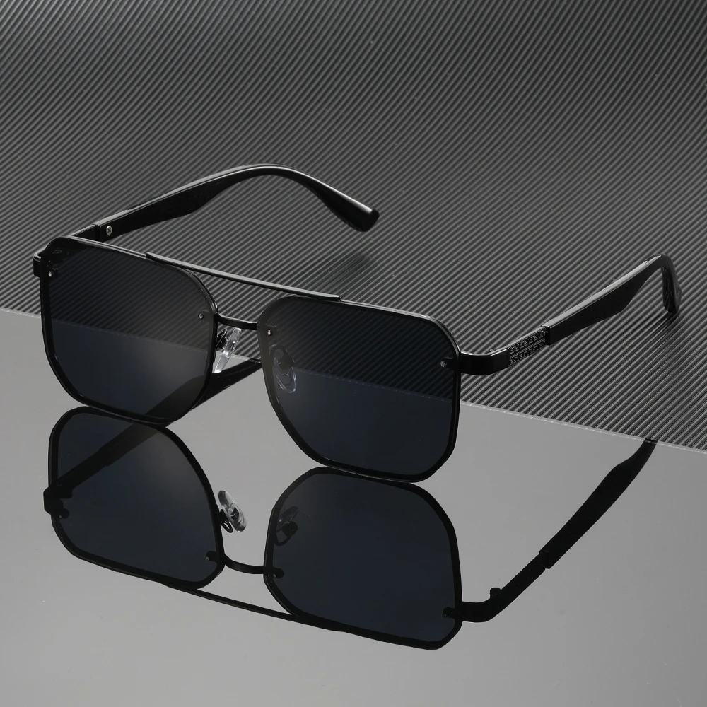 قطعة واحدة من النظارات الشمسية ذات الشعاع المزدوج للرجال والنساء، إطار معدني متدرج اللون #3