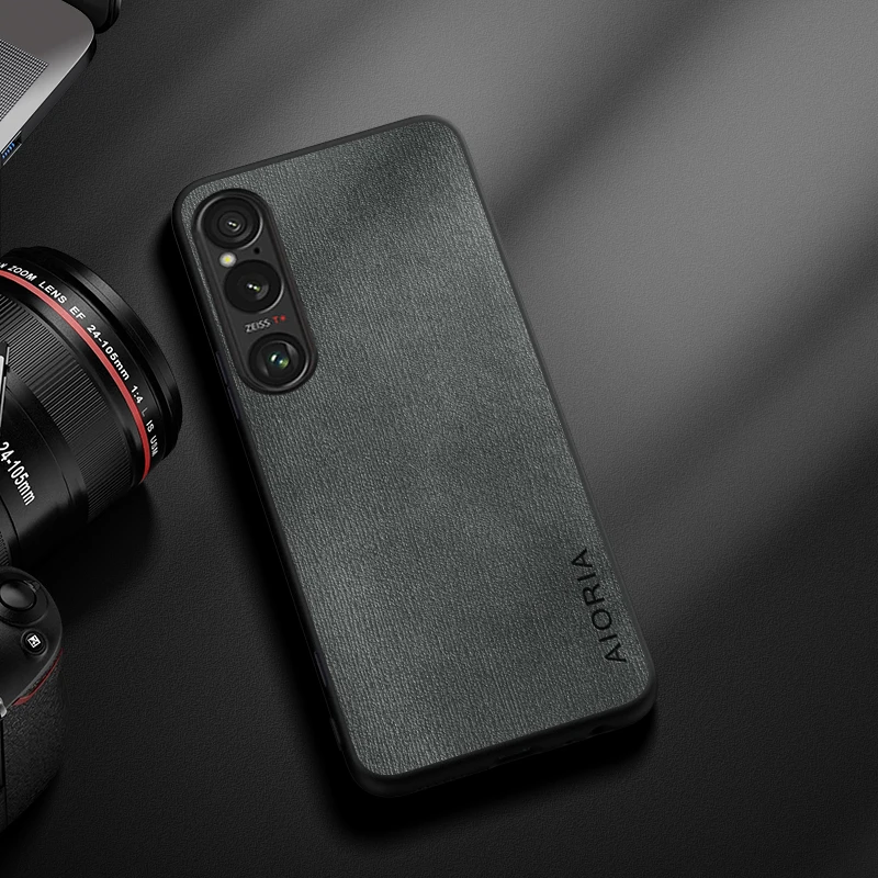 Sony Xperia 1 III IV V VI 10 III IV V 디자인용 케이스 Sony Xperia 10 VI용 단순하고 가볍고 내구성이 뛰어난 가죽 나뭇결 커버