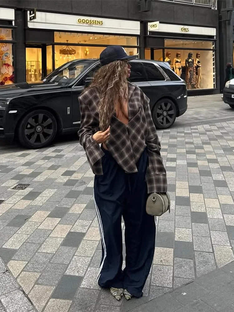 منقوشة القمصان النسائية بدوره إلى أسفل طوق كم طويل زر الكتف وسادة امرأة البلوزات المتضخم الخريف السببية تنورة فضفاضة السيدات