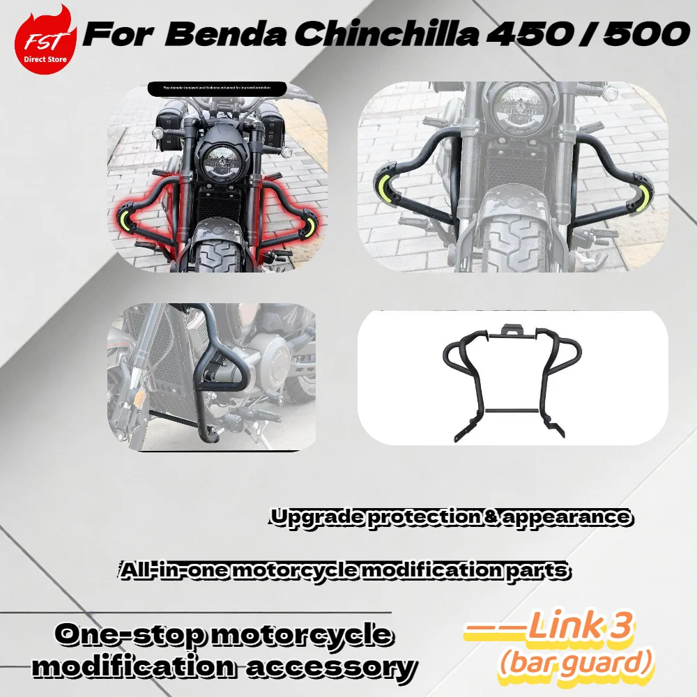 For Benda Chinchilla 450 500 Anti-Fall Bumper Crash Bar, Stable Mount Heavy Duty Engine Guard Mod Kit
