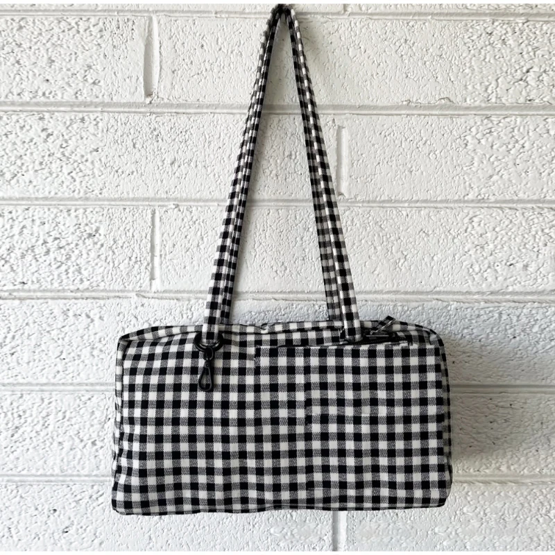 

Клетчатая нейлоновая сумка через плечо для женщин, легкая сумка-тоут большой вместимости, повседневная дорожная сумка из холщовой ткани для ежедневных поездок и путешествий