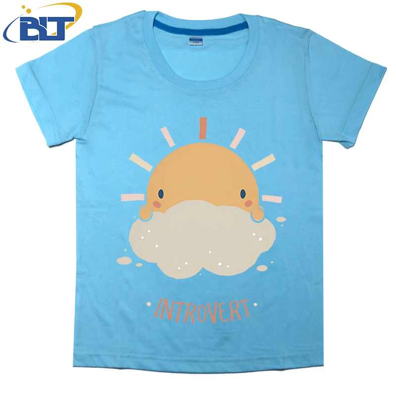 Camiseta con estampado de sol Introverting para niños y niñas, tops casuales de manga corta de algodón, Verano