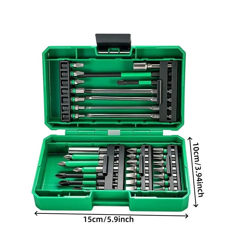 Heavy-Duty S2 Torque Zone Impact Drive Position Sleeve Magnetic Nut Driver Screwdriver with Expansion Rack Storage Box