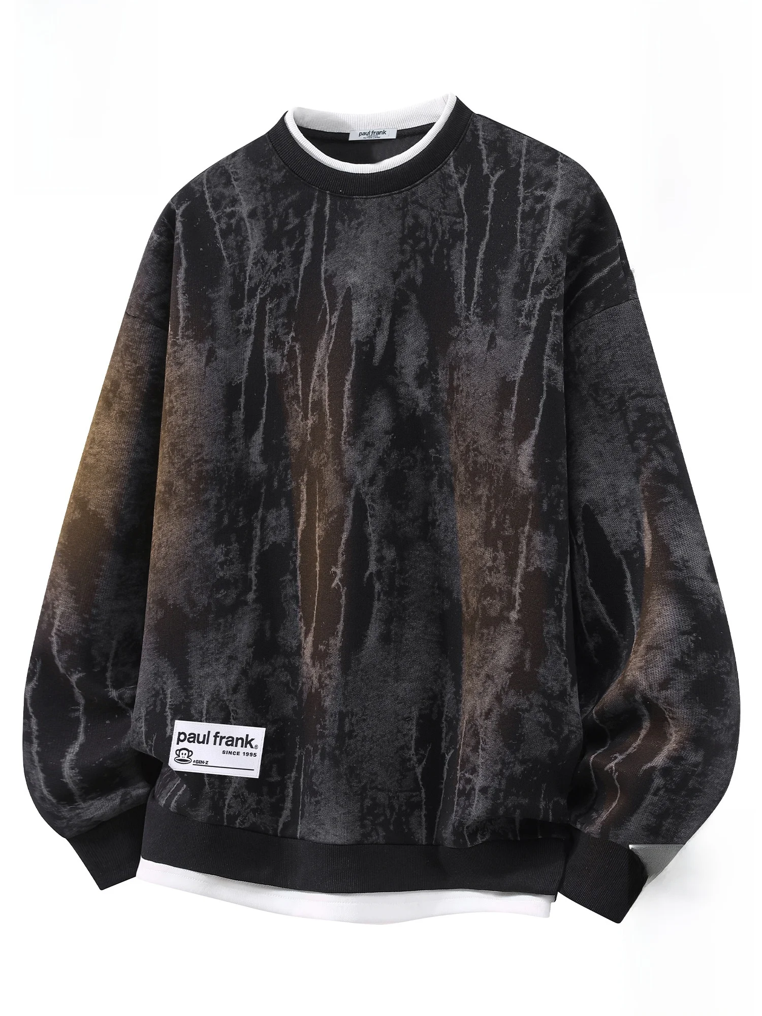 

Мужская зимняя толстовка Paul Frank с длинным рукавом и эффектом тай-дай, утепленная флисом, повседневная, комфортная, теплая, на вельветовой подкладке, в уличном стиле