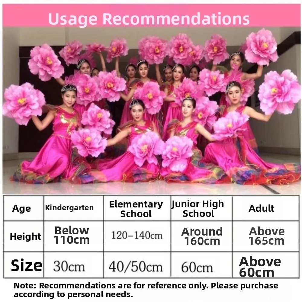 

New 17/20/30/40/50cm Peony Flower Dance Props Cloth Creative Performance Hand held Flower Colorful Sports Meet Admission Flower