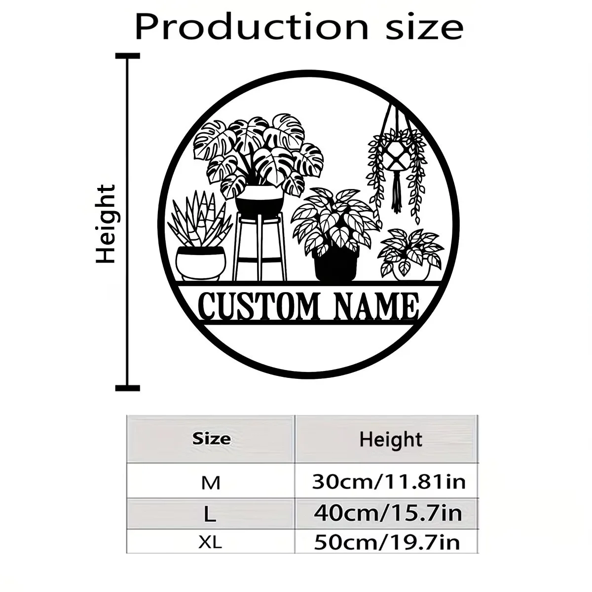 Customizable Potted Plant Personalized Metal Sign, Party Scene Hanging Ornament, Monstera and Aloe Silhouette Wall Art Decor