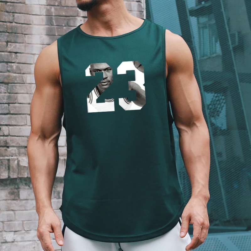 2023 Brand Gym Mens Mesh Casual Running Tank Top Fashion Sport Sleeveless Quick-drying Vest Workout Clothing Bodybuilding Single