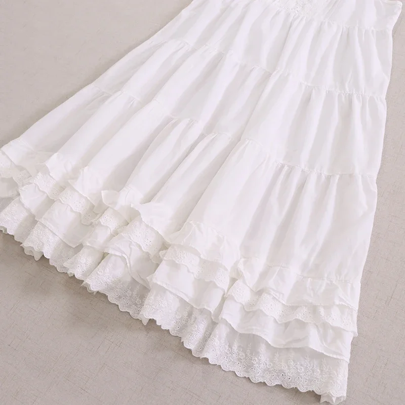 Spring Summer Mori Girl Sweet Sleeveless Sling Dress Women Spaghetti Strap Solid Color Casual Basic White Underdress