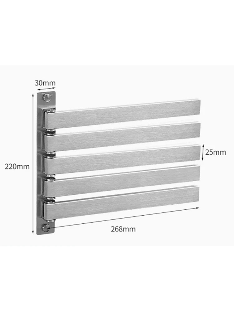 Giratória Folding Atividade Bar para Banheiro, Toalheiro Rack, Wall Mounted, 304SUS, 2 bares, 3 bares, 4 bares, 5 bares