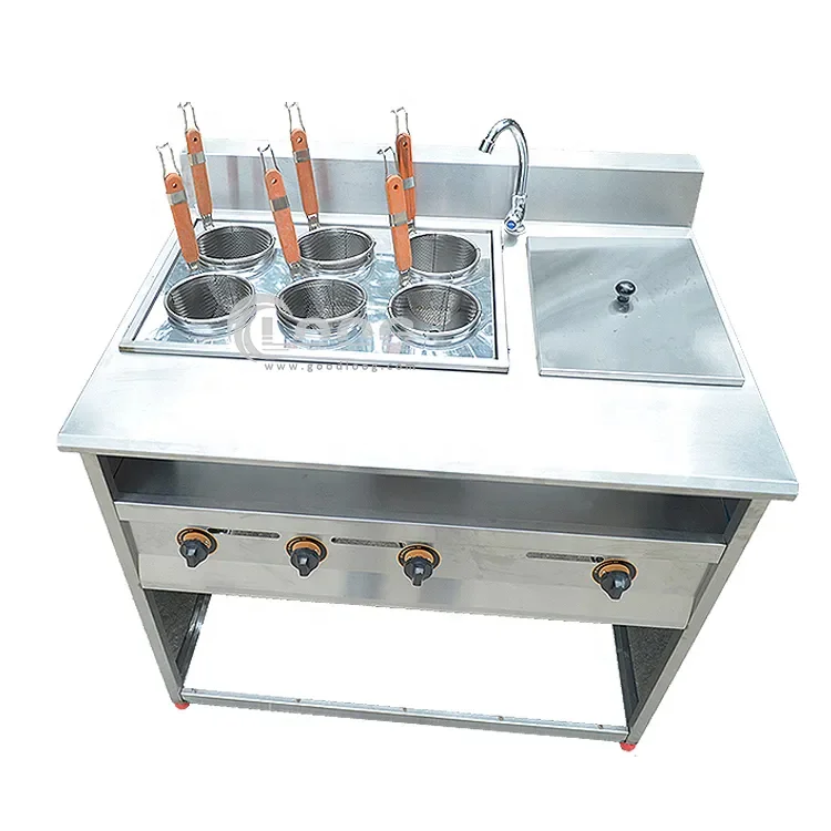 High Quality Kitchen Equipment 6 Grids Countertop Standing Gas Pasta Cooker For Sale