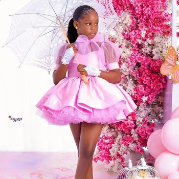 Robe de Rhrose à volants à plusieurs niveaux pour enfants, r...