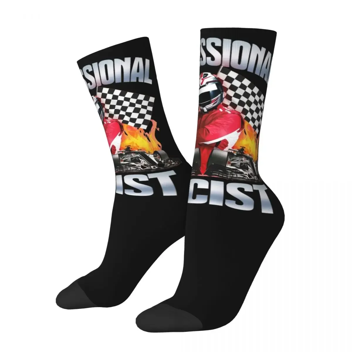 Professional Certified Racing Meme Socks Men's Women's Polyester Casual Socks Novelty Middle Tube Stockings Gift