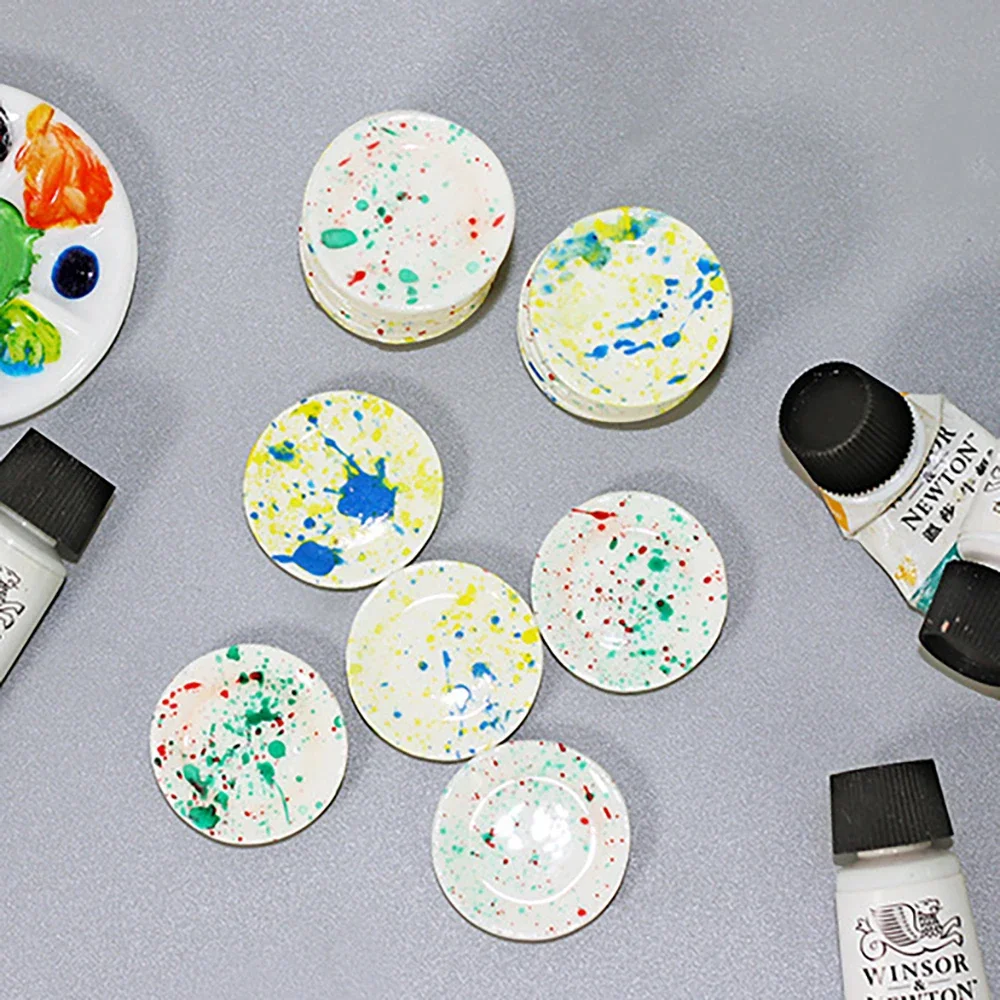 3Pcs 1/12 Dollhouse Miniature Resin Splash Ink Plate Model Mini Food Tay Toy for Doll House Accessories Decoration ob11 bjd