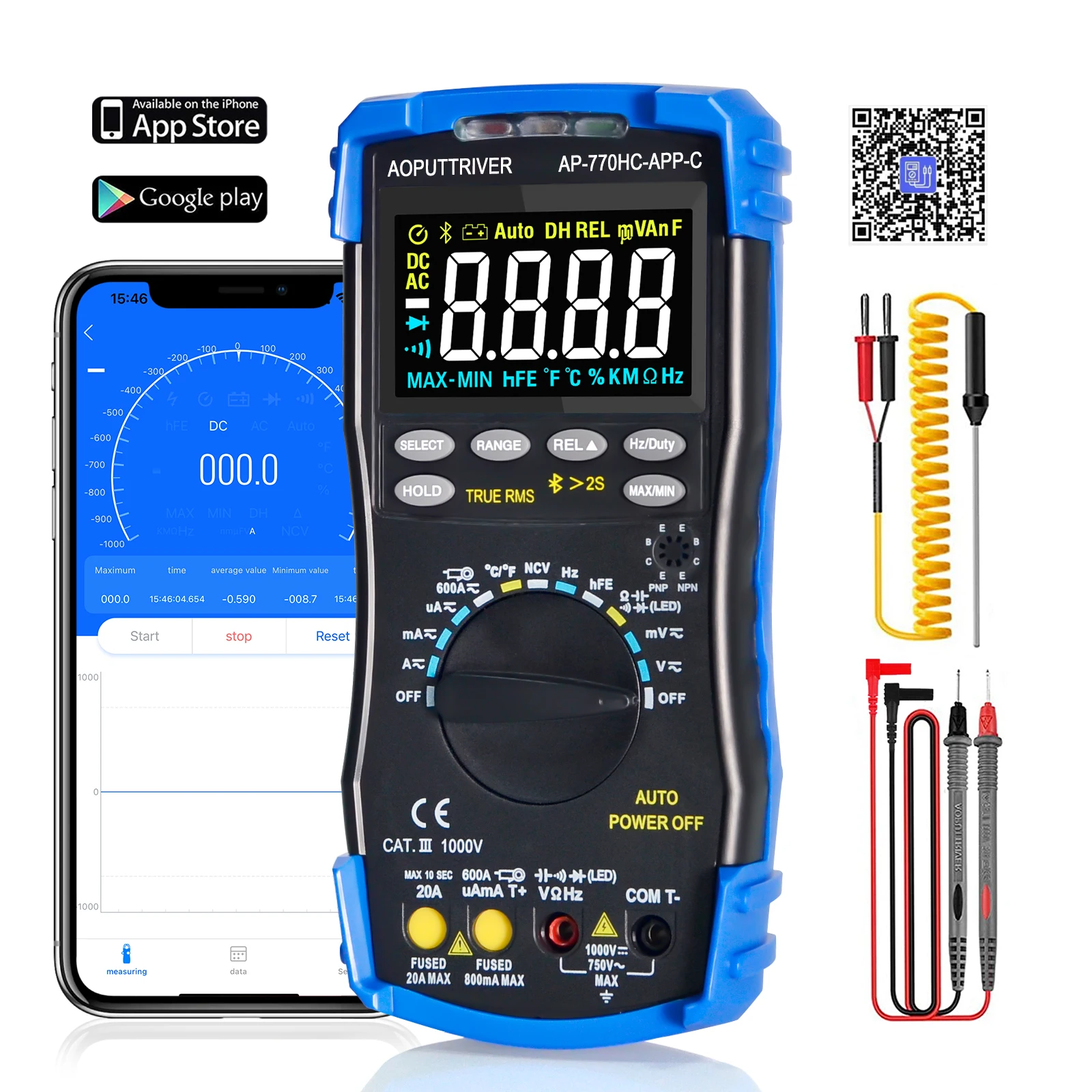 

Digital Multimeter, 6000 Counts Pocket Multi Meter, Power Supply Tester for Car, AC/DC Voltage, Current, Temperature, Continuity