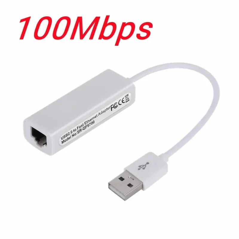 새로운 USB 2.0 유선 USB to RJ45 네트워크 카드 100Mbps USB to RJ45 이더넷 랜 어댑터 네트워크 카드 (PC 노트북 윈도우 7 8 10 11용)