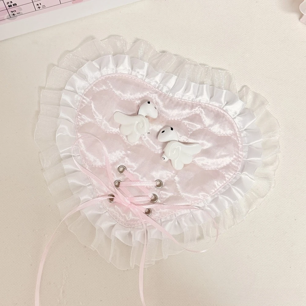 Korean Coasters Lace Heart-shaped Coaster Cute Girl Hearts Cotton Insulation Anti Slip Coasters Home Decoration Accessories view 5