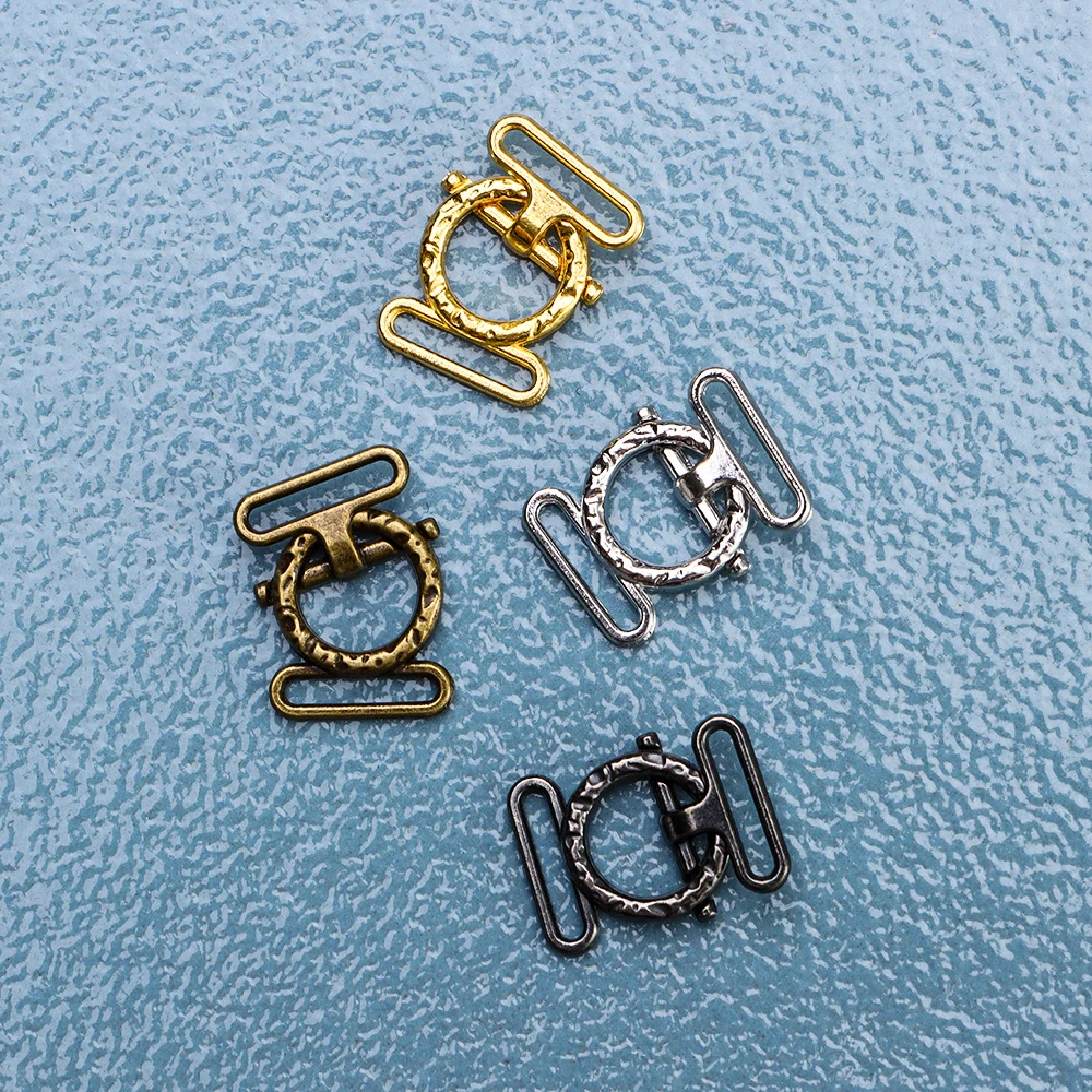 10Sets Metal Belt Buckles Mini Buttons Dolls Waistband Buckle Clip Tiny Buttons For Doll Clothes Bags Sewing Tri-glide Buckle