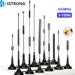 Reforço de sinal de longo alcance com base magnética, Antena LoRa, Amplificador 3-12dbi, Macho SMA para repetidor IoT, Modem roteador, ao ar livre, 433MHz