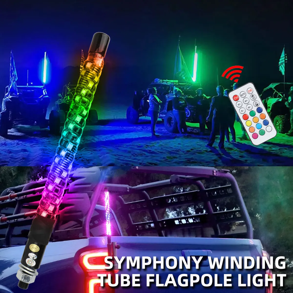 

30 см светодиодные фонарики rgb светодиодные декоративные флагштоки с дистанционным управлением водонепроницаемые для UTV ATV внедорожный грузовик песочный багги Dune RZR