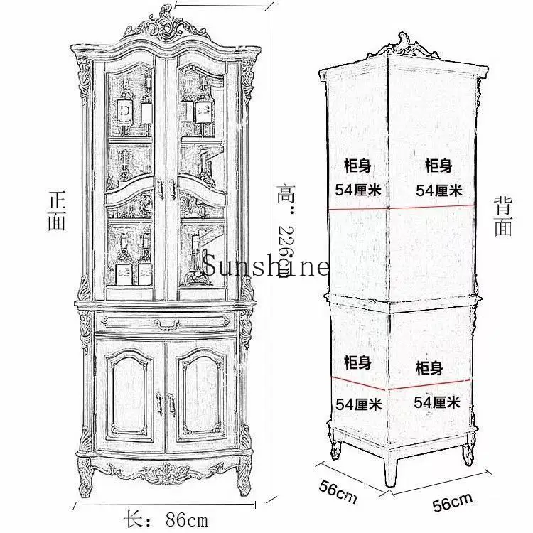 

American solid wood, living room against the wall, household corner wine cabinet retro cornerP