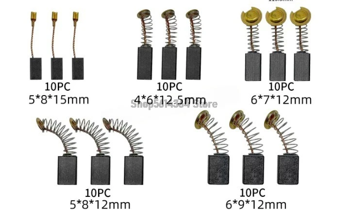 50pcs Premium Carbon Brushes for Electric Tools - Assorted Sizes for Versatile Applications