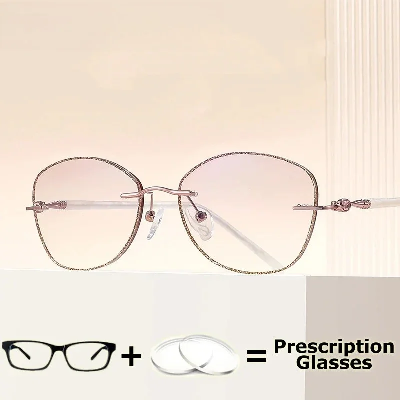 KIZN بريق النظارات الطبية امرأة قصر النظر التدرج تينت العدسات الملونة الطبية البصرية كريستال بدون شفة نظارات ل فيما #4